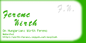 ferenc wirth business card